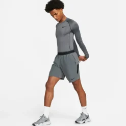 Nike Mens Pro Dri Fit Tight Fit Long Sleeve Top in Grey