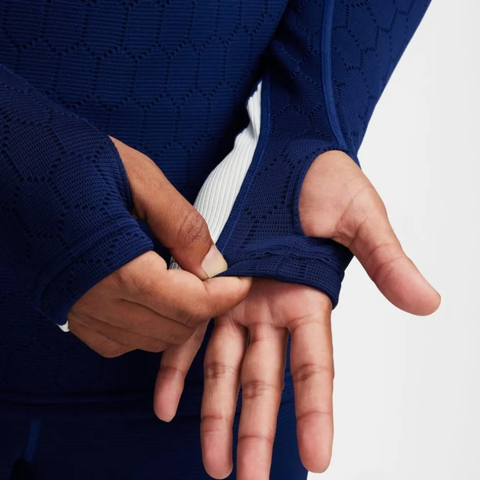 Nike Mock Neck Slim Fit Drill Sweatshirt in Blue