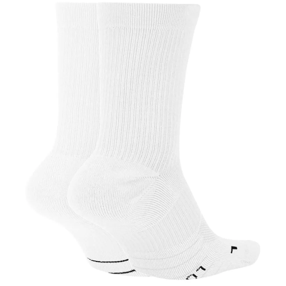 Nike Multiplier Crew Running Socks 2 Pack Unisex Adults in White