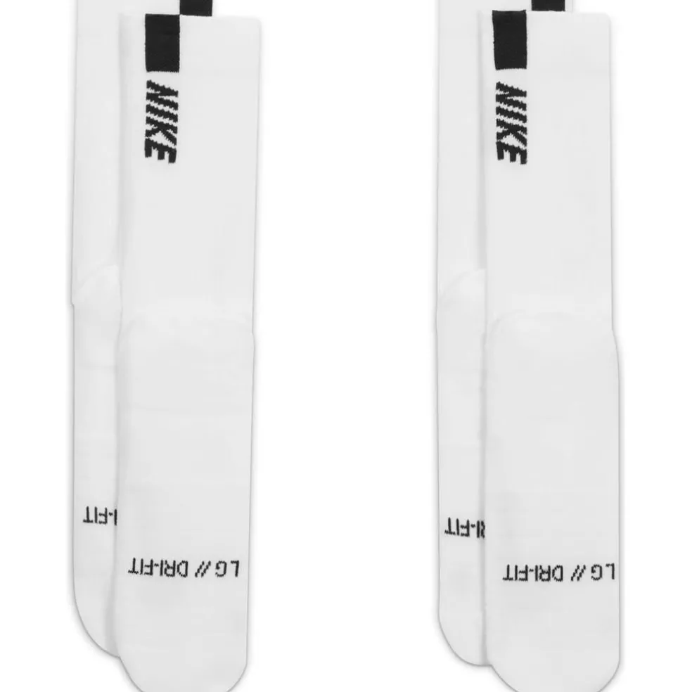 Nike Multiplier Crew Running Socks 2 Pack Unisex Adults in White