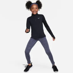 Nike Older Girls Dri Fit Long Sleeve Half Zip in Black