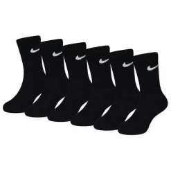 Nike 6pk Dri Fit Crew Sock Childs in Black
