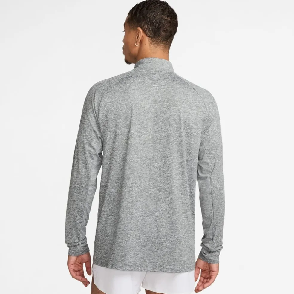Nike Stride Zip Neck Regular Fit T-Shirt in Grey