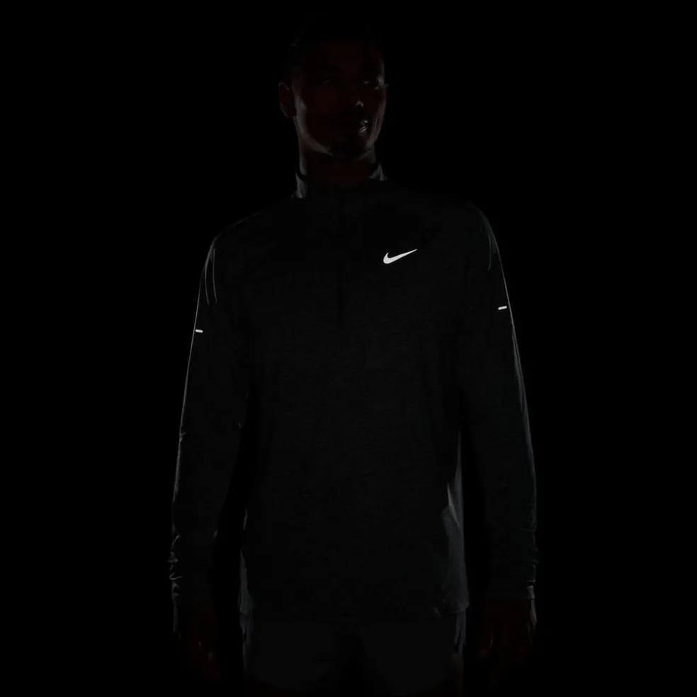 Nike Stride Zip Neck Regular Fit T-Shirt in Grey