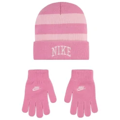 Nike Stripe Beanie Set Juniors in Pink
