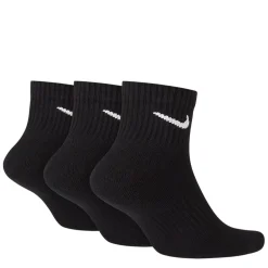 Nike Three Pack Quarter Socks Mens in Black