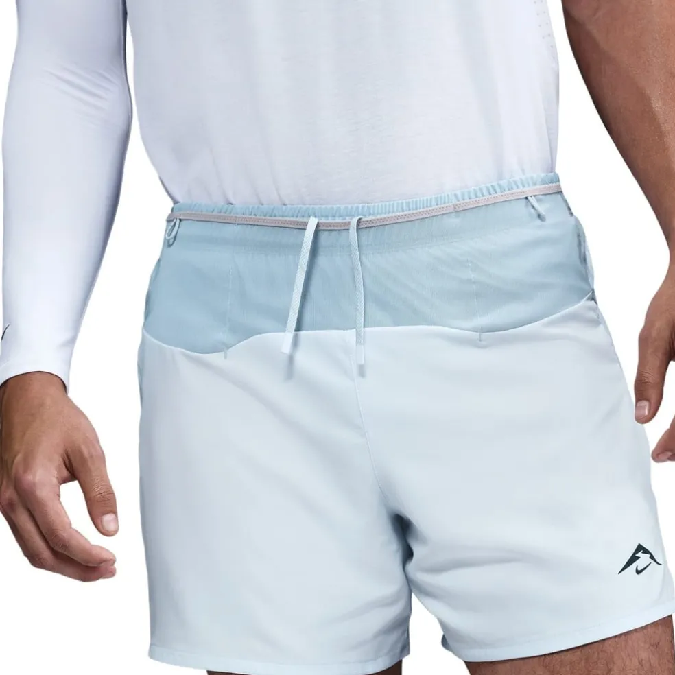 Nike Trail 5 Inch Logo Print Athletic Shorts in Blue