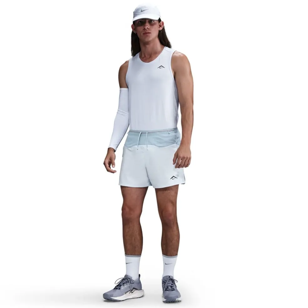 Nike Trail 5 Inch Logo Print Athletic Shorts in Blue