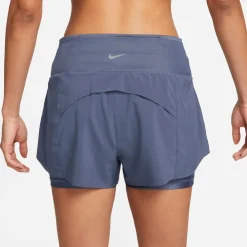Nike Womens Dri Fit Swift Mid Rise 3 2 In 1 Shorts in Blue