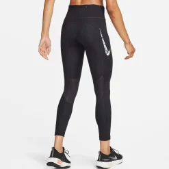 Nike Womens Swoosh Fast Mid Rise 7 8 Leggings in Black