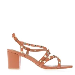 No Doubt Strappy Block Heel Sandals in Brown