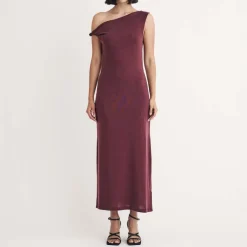 Nobodys Child Andrea Twist Shoulder Midi Dress in Purple