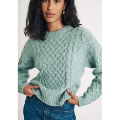 Nobodys Child Crew Neck Relaxed Fit Long Sleeve Sweater in Green