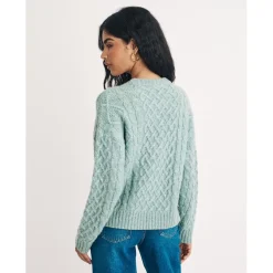 Nobodys Child Crew Neck Relaxed Fit Long Sleeve Sweater in Green