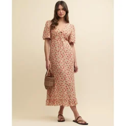 Nobodys Child Dalia V-Neck Midi Dress in Cream