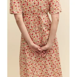 Nobodys Child Dalia V-Neck Midi Dress in Cream