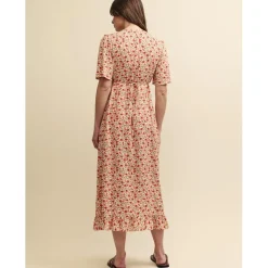 Nobodys Child Dalia V-Neck Midi Dress in Cream