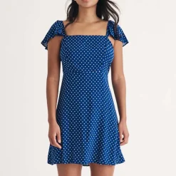 Nobodys Child Elise Polka Dot Mini Dress in Blue