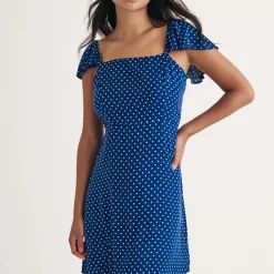 Nobodys Child Elise Polka Dot Mini Dress in Blue