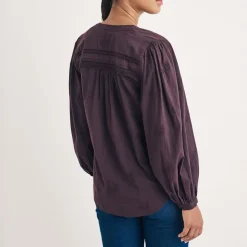 Nobodys Child Fern Floral Embroidered Blouse in Brown