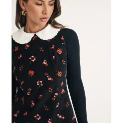 Nobodys Child Mpl Collared Neck Mini A-Line Dress in Black