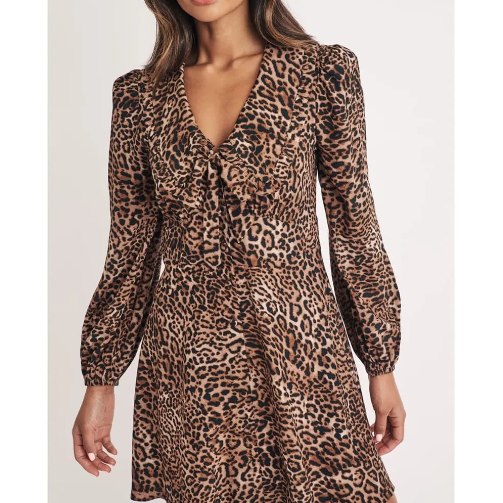 Nobodys Child Ottilie V-Neck Mini A-Line Dress in Multi