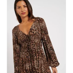 Nobodys Child Samntha V-Neck Midi A-Line Dress in Multi