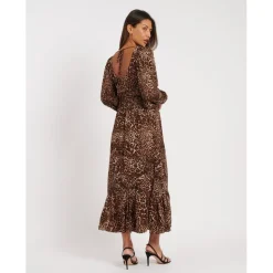 Nobodys Child Samntha V-Neck Midi A-Line Dress in Multi