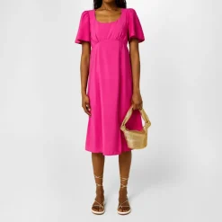 Nobodys Child Square Neck Midi A-Line Dress in Pink
