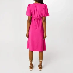 Nobodys Child Square Neck Midi A-Line Dress in Pink