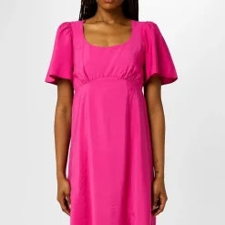 Nobodys Child Square Neck Midi A-Line Dress in Pink