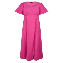 Nobodys Child Square Neck Midi A-Line Dress in Pink