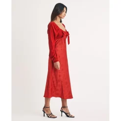 Nobodys Child Vicky Sweetheart Neck Midi Dress in Red