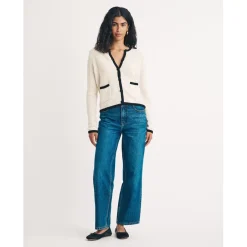 Nobodys Child V-Neck Regular Fit Long Sleeve Sweater in Cream