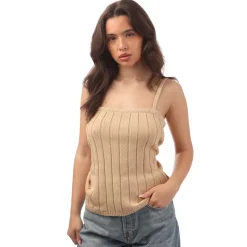 Nobodys Child Wide Rib Cami Top in Beige