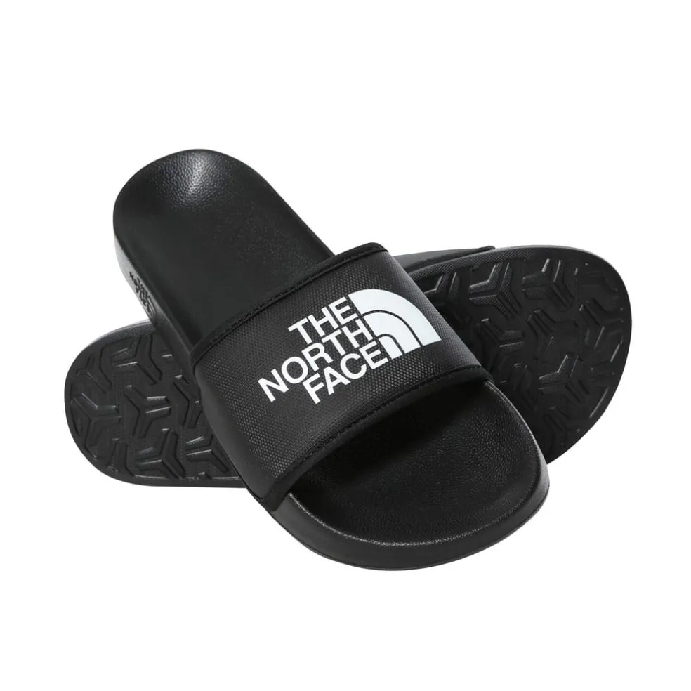 North Face Logo Print Base Slides in Black