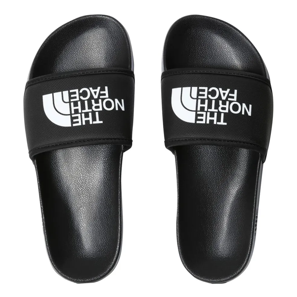 North Face Logo Print Base Slides in Black
