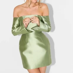 Odd Muse Om The Ultimate Muse Off-The-Shoulder Mini A-Line Dress in Green
