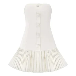 Odd Muse The Ultimate Muse Button Up Strapless Mini Dress in White