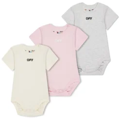 Off White 3 Pack Bodysuit Set Babies in Multi