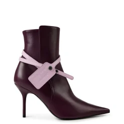 Off White Ankle Stiletto High Heel Boot in Brown