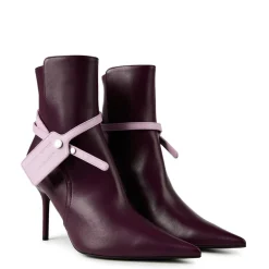 Off White Ankle Stiletto High Heel Boot in Brown