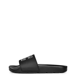 Off White Arrow Logo Print Flat Heel Slides in Black