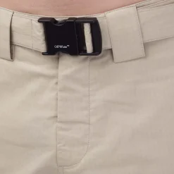 Off White Buckle Cargo Shorts in Sand