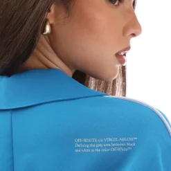 Off White Cady Long Sleeve Pyjama Shirt in Blue-White