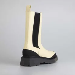 Off White Calf Sponge Chelsea Boots in Cream