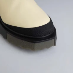 Off White Calf Sponge Chelsea Boots in Cream