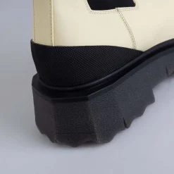 Off White Calf Sponge Chelsea Boots in Cream
