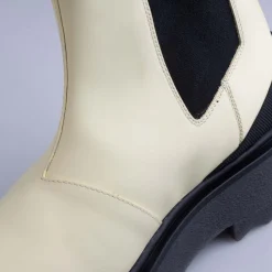 Off White Calf Sponge Chelsea Boots in Cream