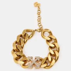 Off White Chain Bracelet in Gold